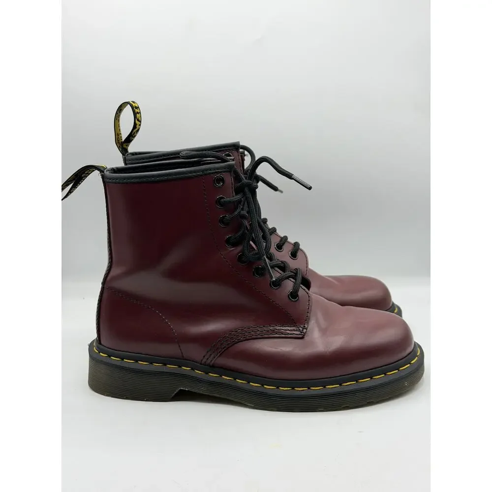 DR. MARTENS 1460 Pascal Smooth Leather Lace Up Boot Cherry Red Sz 8 $180
